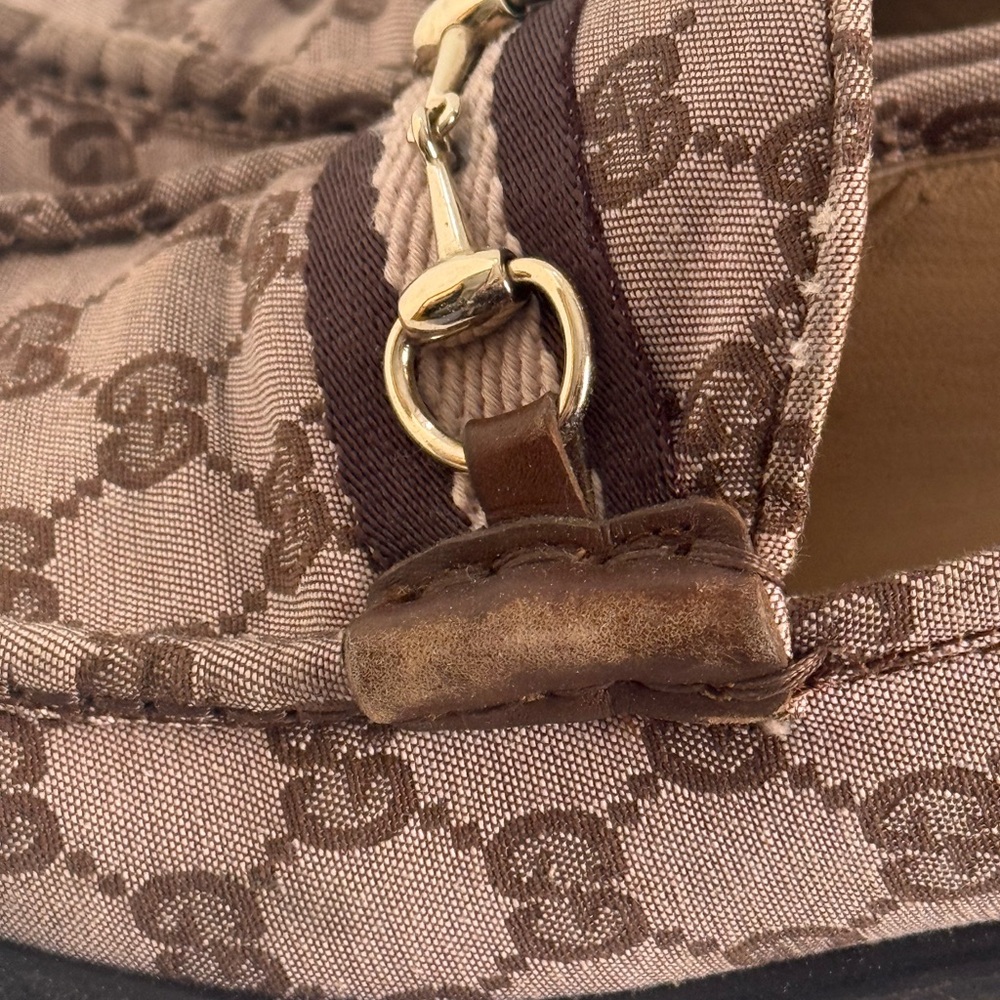 Gucci GG Supreme Monogram Canvas Horsebit Jordaan Brixton Loafers Brown 1953 7.5 - Picture 6 of 14